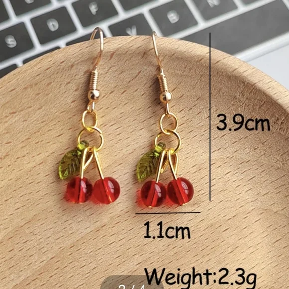 Cherry Dangle Earrings - Picture 3 of 4